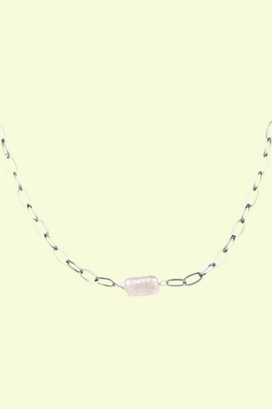 Silver Pearl Chain Necklace