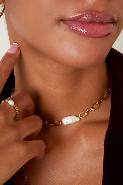 Silver Pearl Chain Necklace
